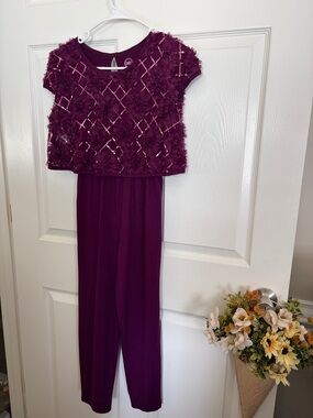 wonder nation Plum Lace-Overlay Jumpsuit